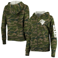 Los Angeles Rams New Era Women's Raglan Full-Zip Hoodie Camo | NFL