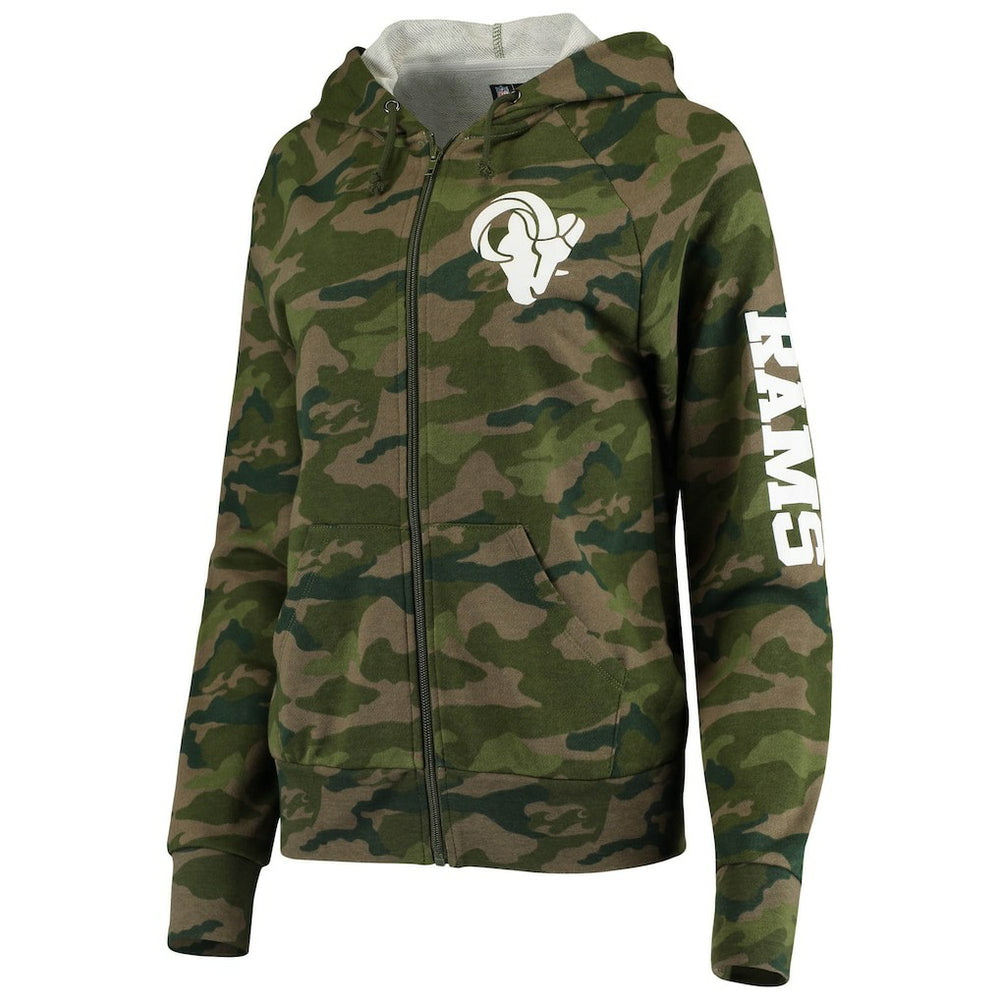 Los Angeles Rams New Era Women's Raglan Full-Zip Hoodie Camo | NFL