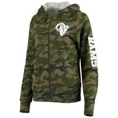 Los Angeles Rams New Era Women's Raglan Full-Zip Hoodie Camo | NFL