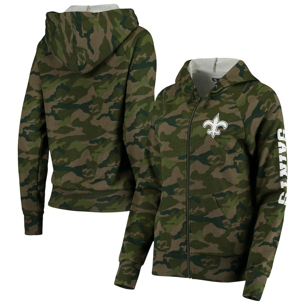 New Orleans Saints New Era Women's Raglan Full-Zip Hoodie Camo | NFL