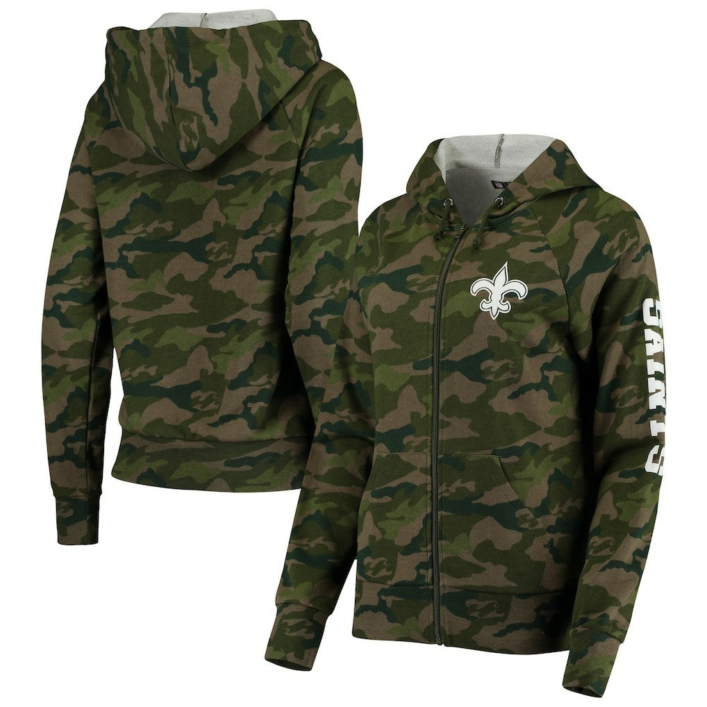 New Orleans Saints New Era Women's Raglan Full-Zip Hoodie Camo | NFL