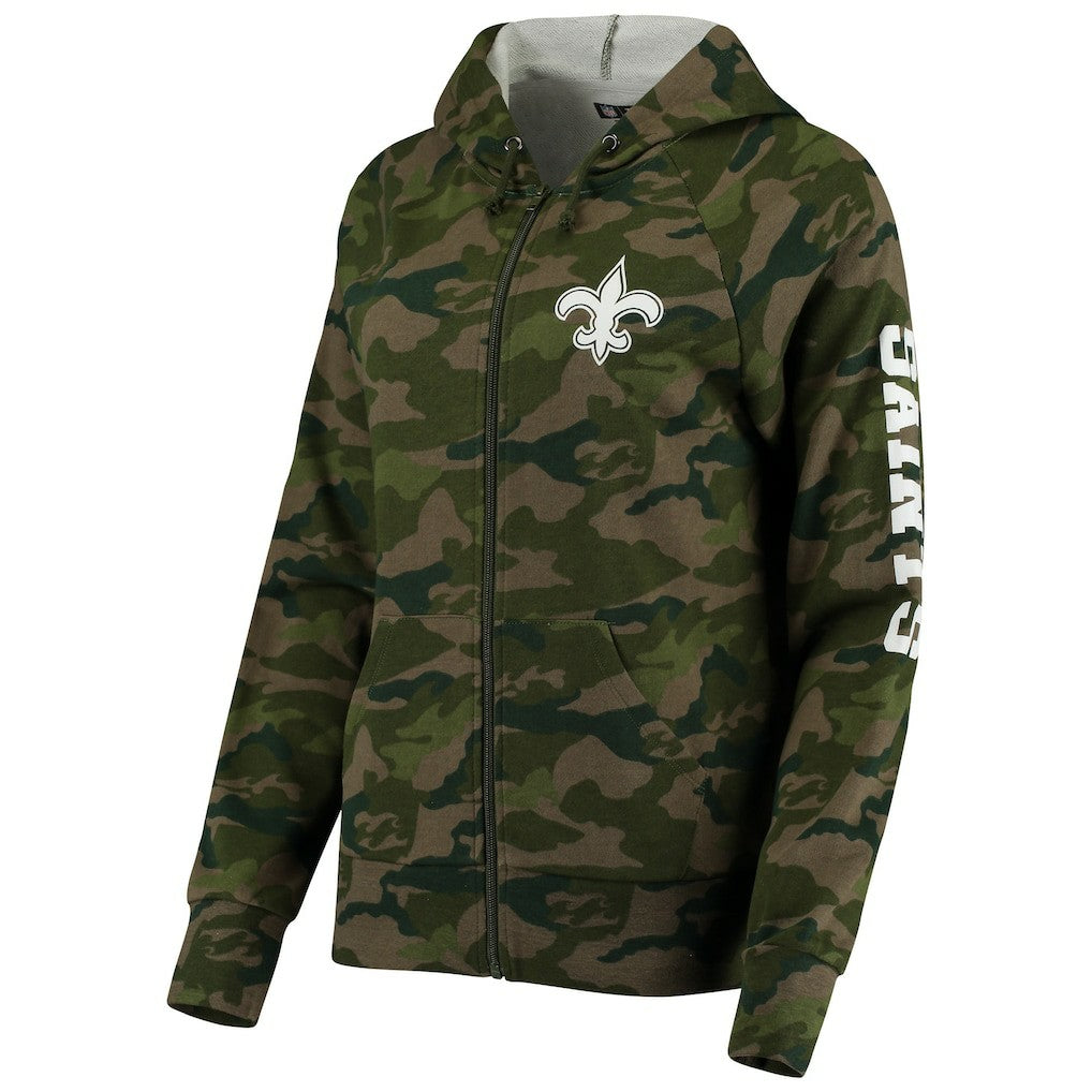 New Orleans Saints New Era Women's Raglan Full-Zip Hoodie Camo | NFL