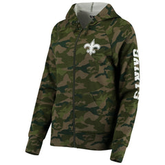 New Orleans Saints New Era Women's Raglan Full-Zip Hoodie Camo | NFL