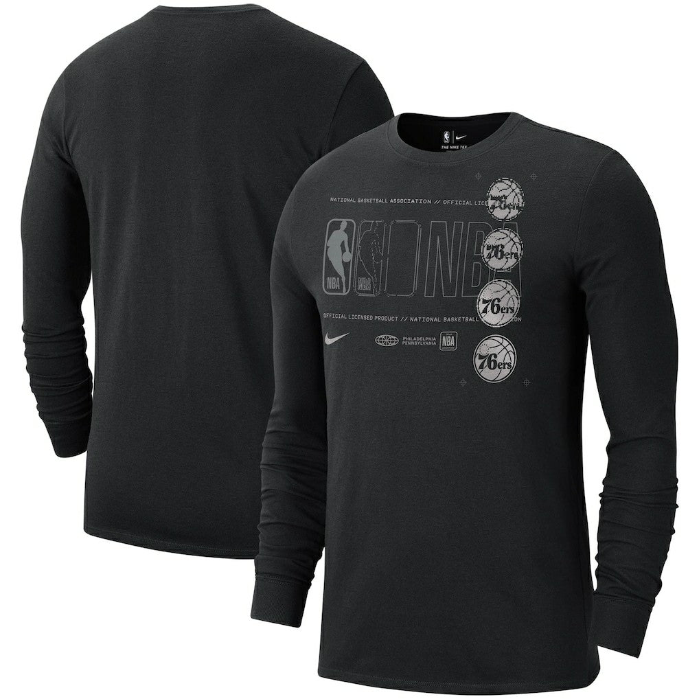 Philadelphia 76ers Courtside Chrome Long Sleeve T-Shirt Black - NBA