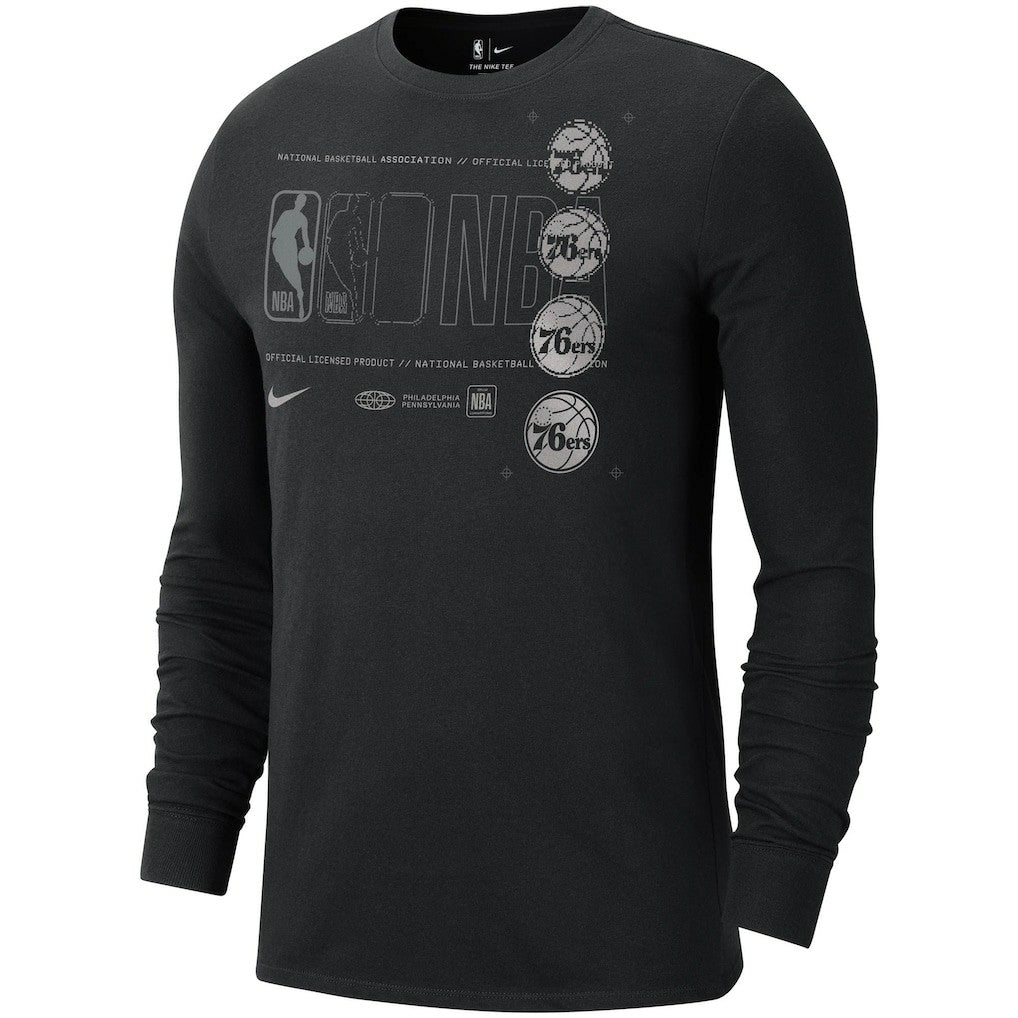 Philadelphia 76ers Courtside Chrome Long Sleeve T-Shirt Black - NBA