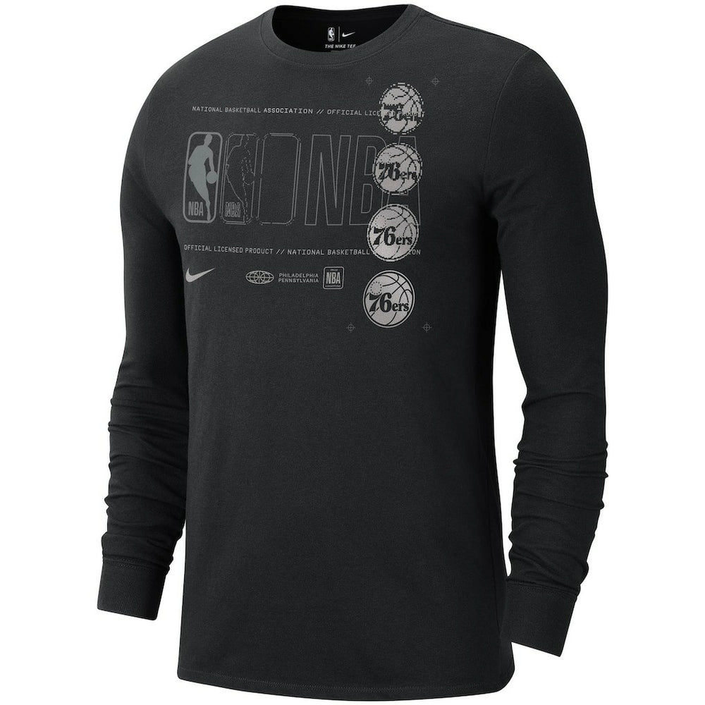 Philadelphia 76ers Courtside Chrome Long Sleeve T-Shirt Black - NBA