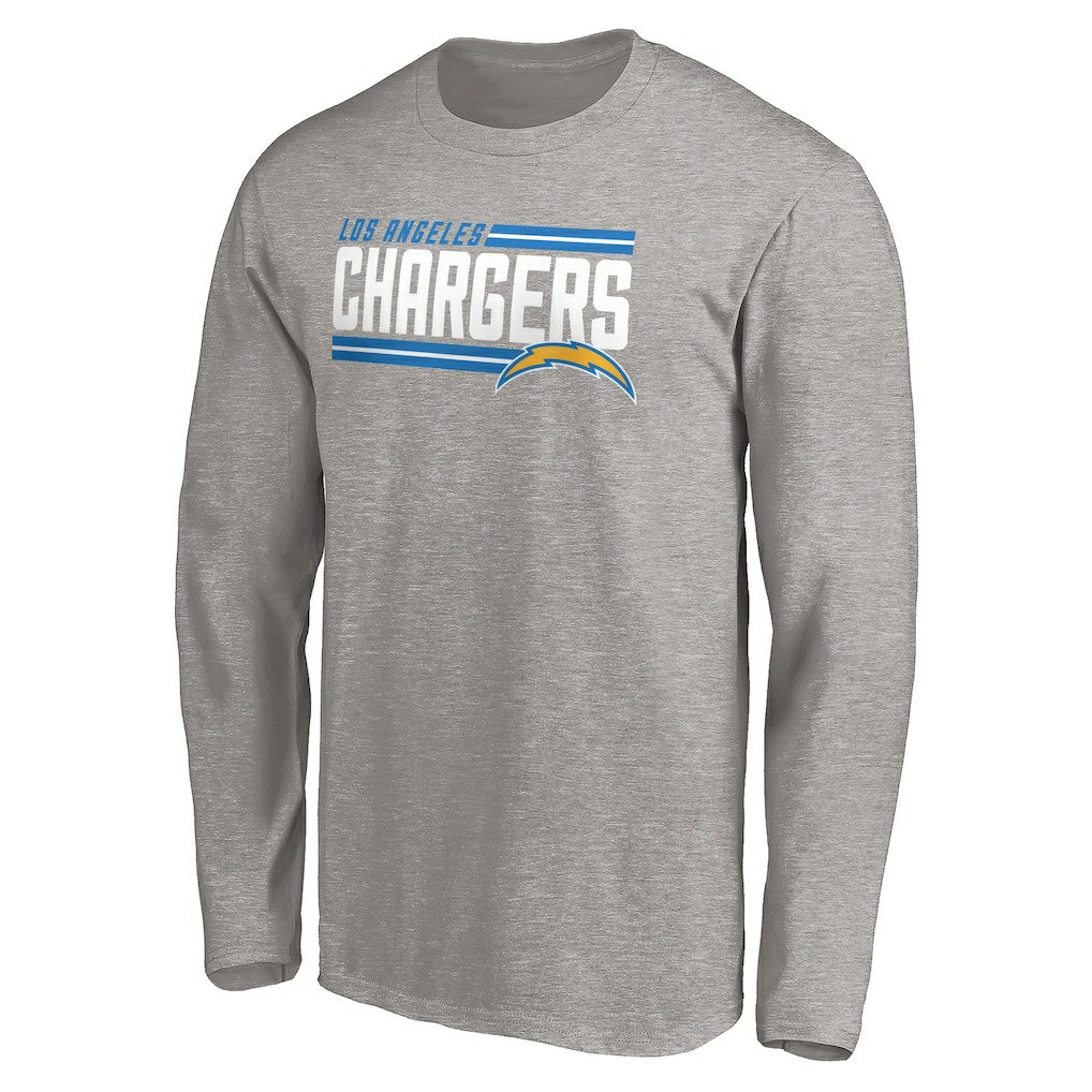 Los Angeles Chargers On Side Stripe Long Sleeve T-Shirt Heathered Gray | Fanatics