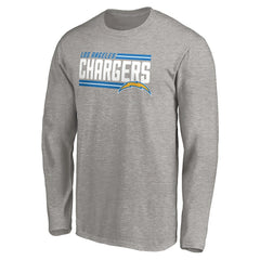Los Angeles Chargers On Side Stripe Long Sleeve T-Shirt Heathered Gray | Fanatics