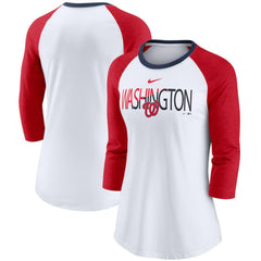 Washington Nationals Nike Women's Color Split Tri-Blend 3/4-Sleeve Raglan T-Shirt - MLB