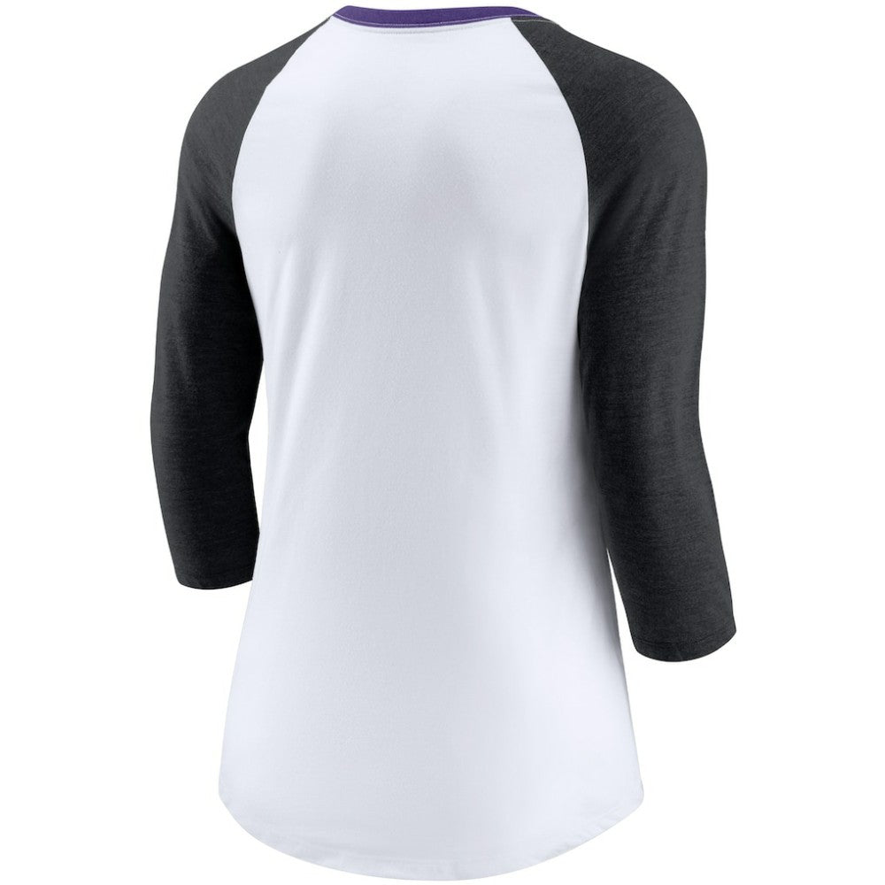 Colorado Rockies Nike Women's Color Split Tri-Blend 3/4-Sleeve Raglan T-Shirt - MLB