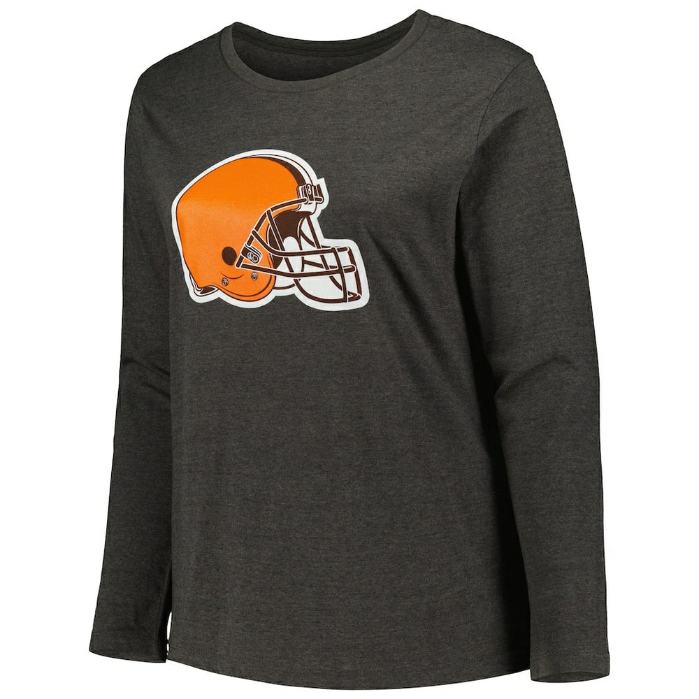 Cleveland Browns Women's Plus Size Primary Logo Long Sleeve Scoop Neck T-Shirt Charcoal | Fanatics