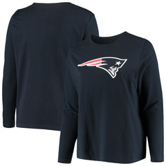 New England Patriots Women's Plus Size Primary Logo Long Sleeve Scoop Neck T-Shirt Navy | Fanatics