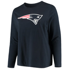 New England Patriots Women's Plus Size Primary Logo Long Sleeve Scoop Neck T-Shirt Navy | Fanatics