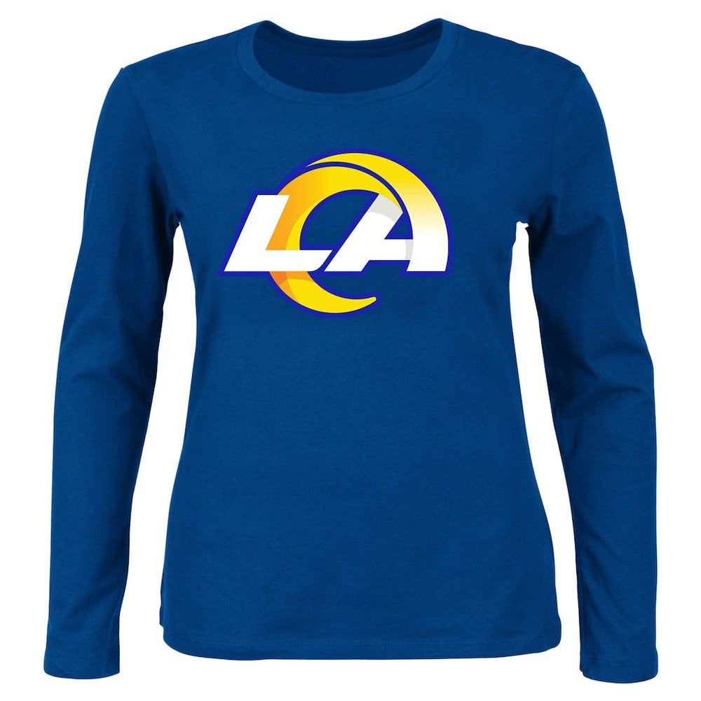Los Angeles Rams Women's Plus Size Primary Logo Long Sleeve Scoop Neck T-Shirt Royal | Fanatics