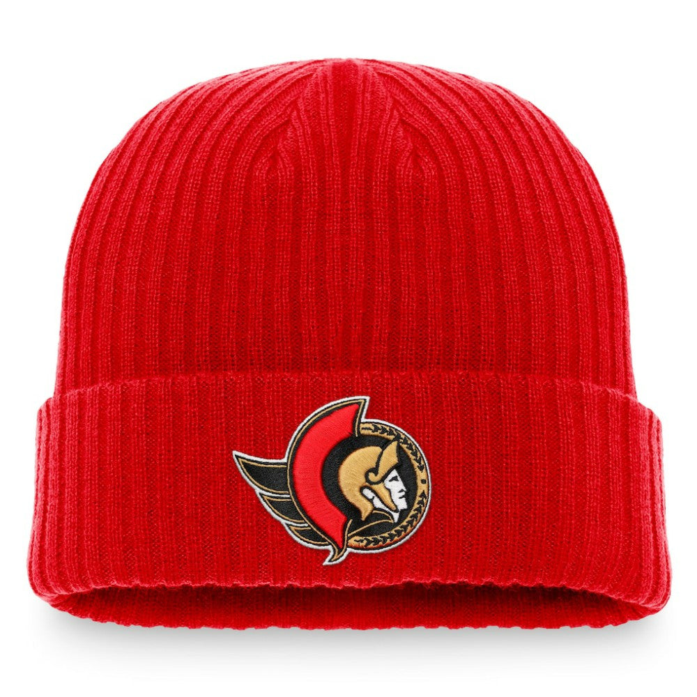 Ottawa Senators Fanatics Core Primary Logo Cuffed Knit Hat - Red - NHL