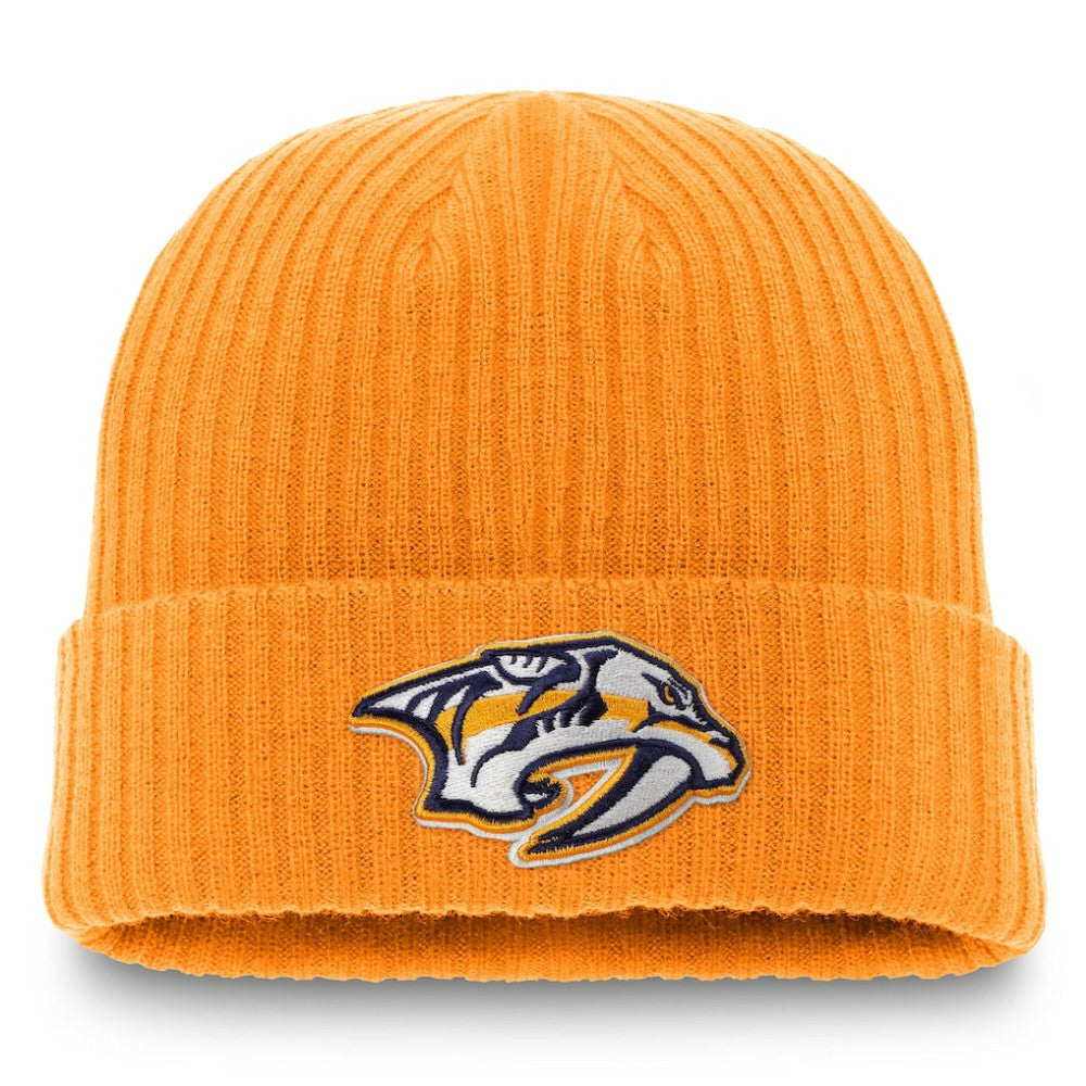 Nashville Predators Fanatics Core Primary Logo Cuffed Knit Hat - Gold - NHL
