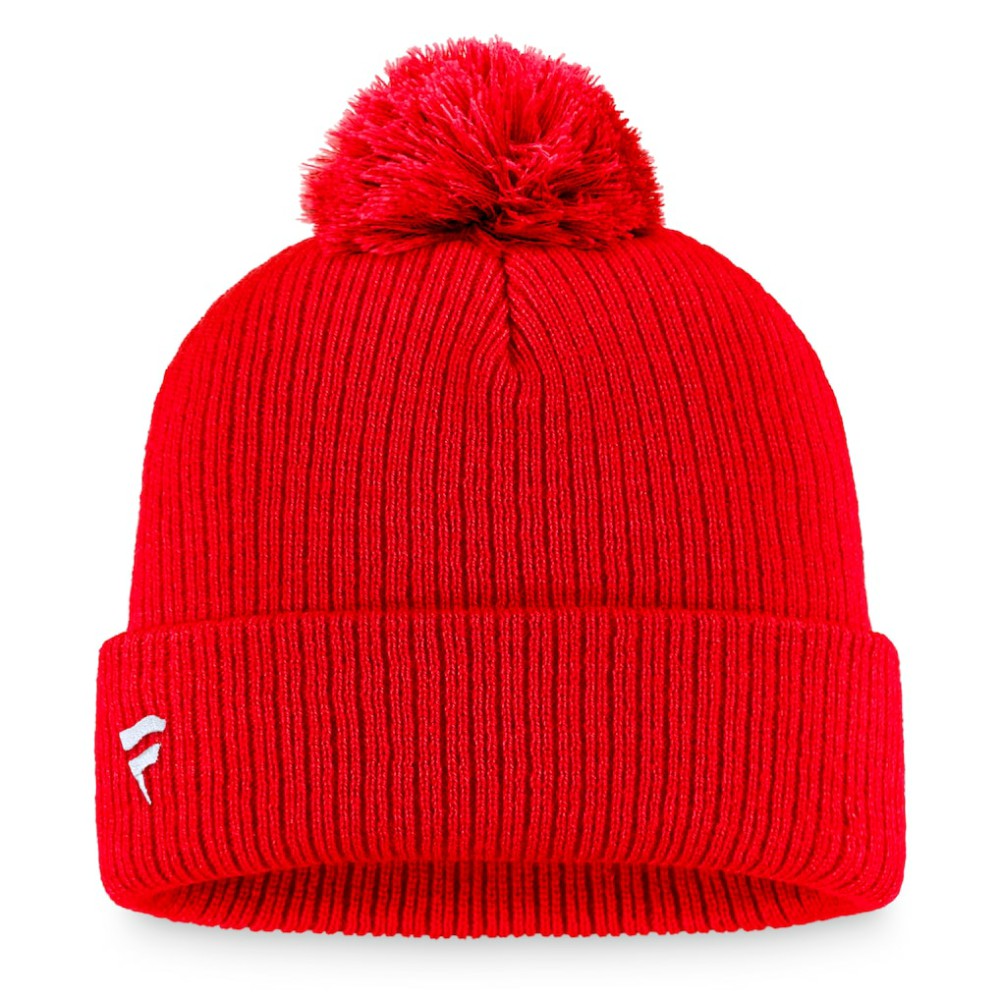 Chicago Blackhawks Fanatics Primary Logo Cuffed Knit Hat with Pom - Red - NHL