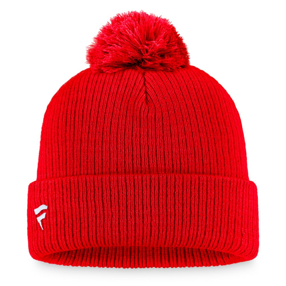 Detroit Red Wings Fanatics Primary Logo Cuffed Knit Hat with Pom - Red - NHL