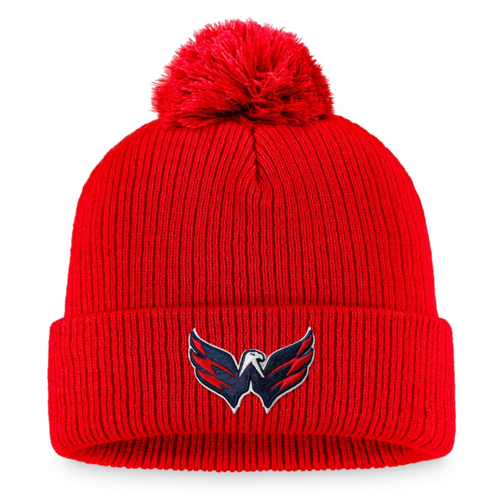 Washington Capitals Fanatics Primary Logo Cuffed Knit Hat with Pom - Red - NHL