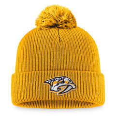 Nashville Predators Fanatics Primary Logo Cuffed Knit Hat with Pom - Gold - NHL