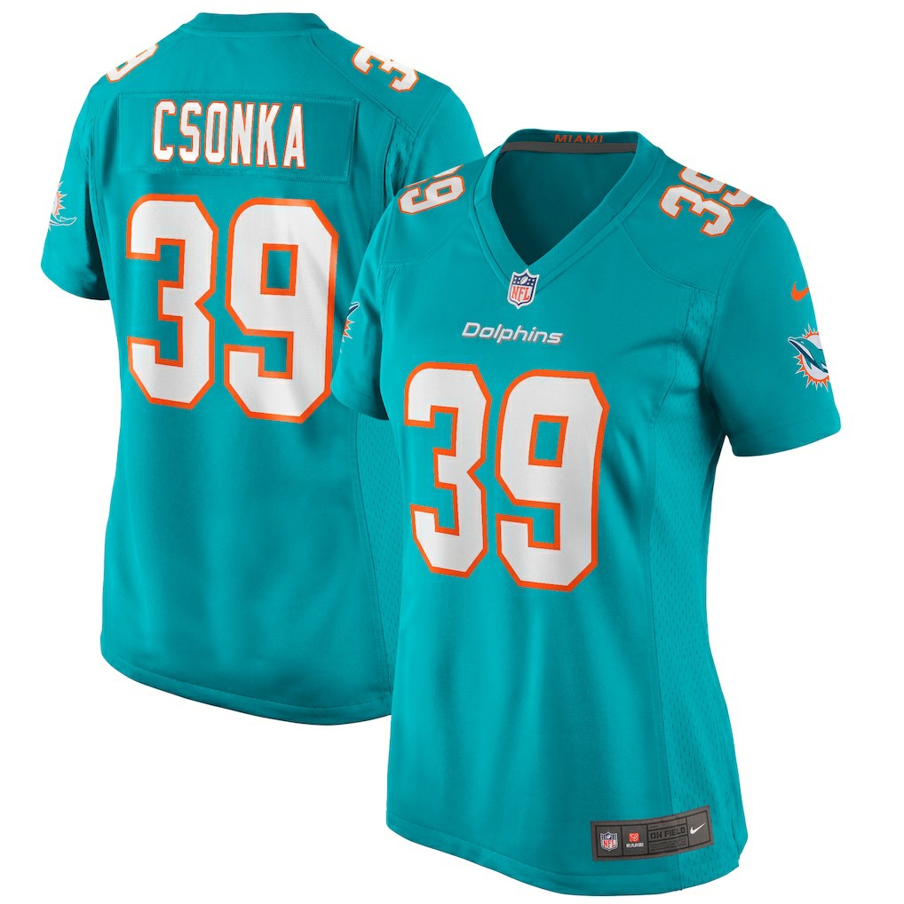 Larry Csonka Miami Dolphins Women's Game Retired Player Jersey Aqua | Nike for Sale
