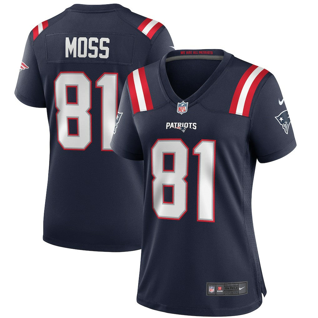 Randy Moss New England Patriots Women's Game Retired Player Jersey Navy | Nike for Sale