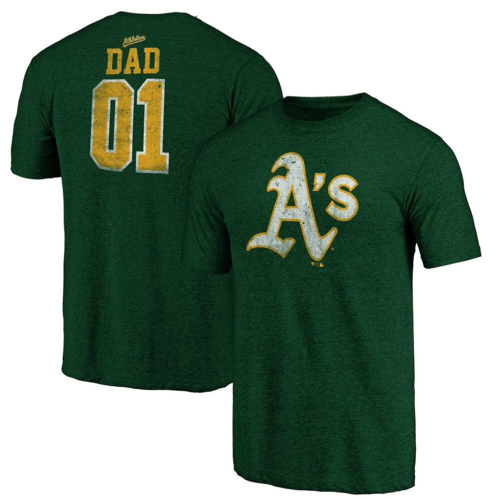 Athletics Father's Day Greatest Dad Tri-Blend T-Shirt - MLB