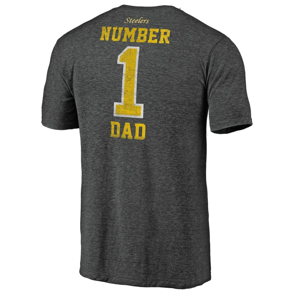 Pittsburgh Steelers #1 Dad Team Logo T-Shirt Charcoal | NFL