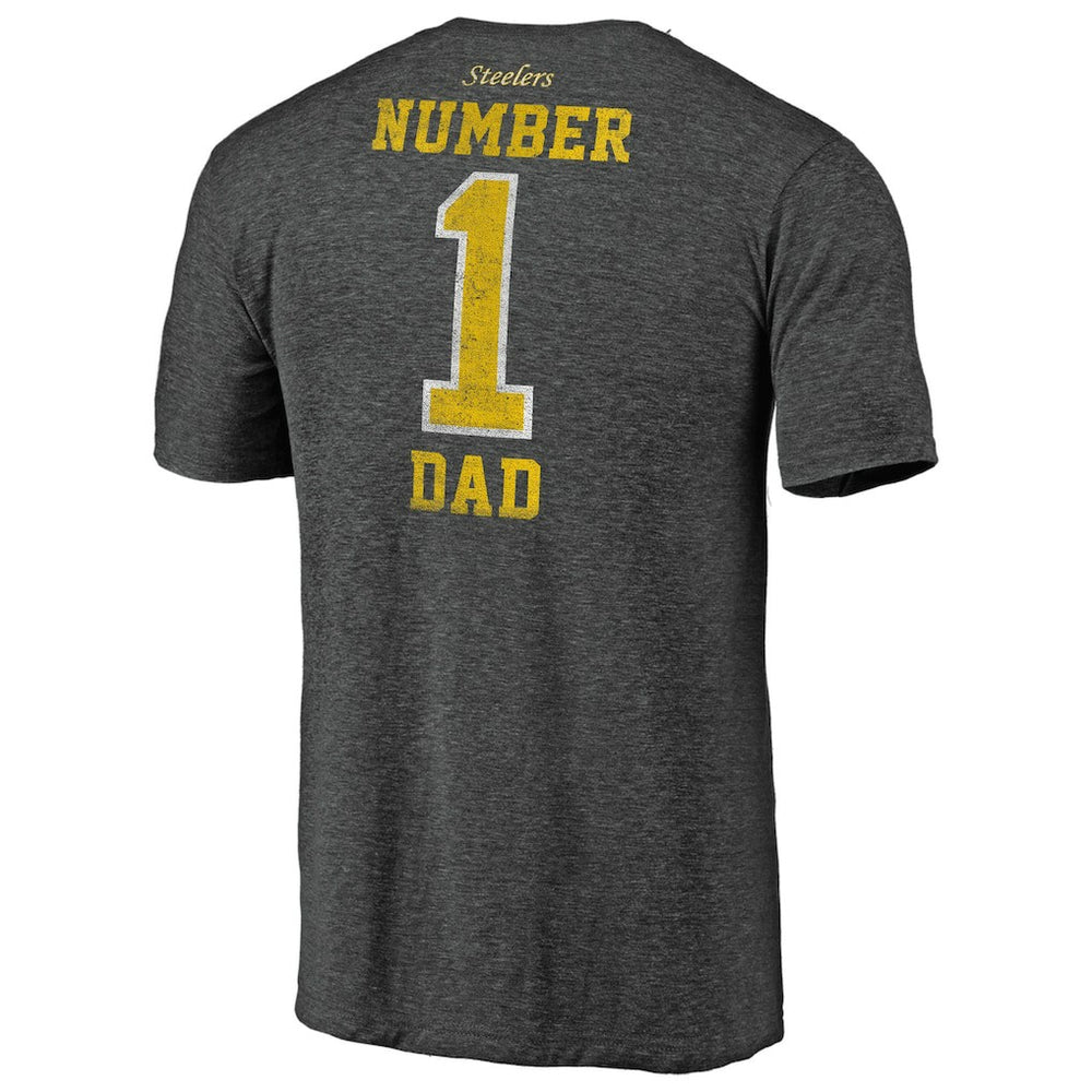 Pittsburgh Steelers #1 Dad Team Logo T-Shirt Charcoal | NFL