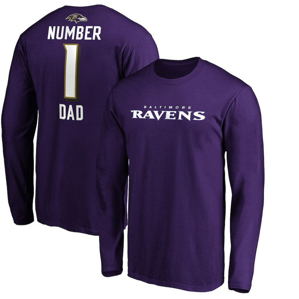 Baltimore Ravens #1 Dad Long Sleeve Team Logo T-Shirt Purple | NFL
