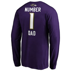 Baltimore Ravens #1 Dad Long Sleeve Team Logo T-Shirt Purple | NFL