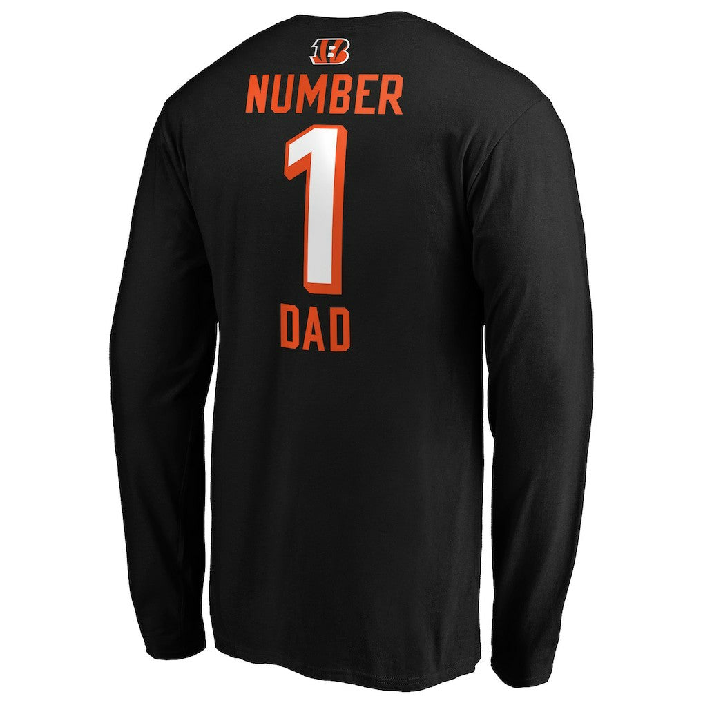 Cincinnati Bengals #1 Dad Long Sleeve Team Logo T-Shirt Black | NFL