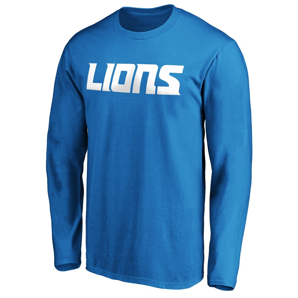 Detroit Lions #1 Dad Long Sleeve Team Logo T-Shirt Blue | NFL