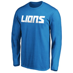 Detroit Lions #1 Dad Long Sleeve Team Logo T-Shirt Blue | NFL