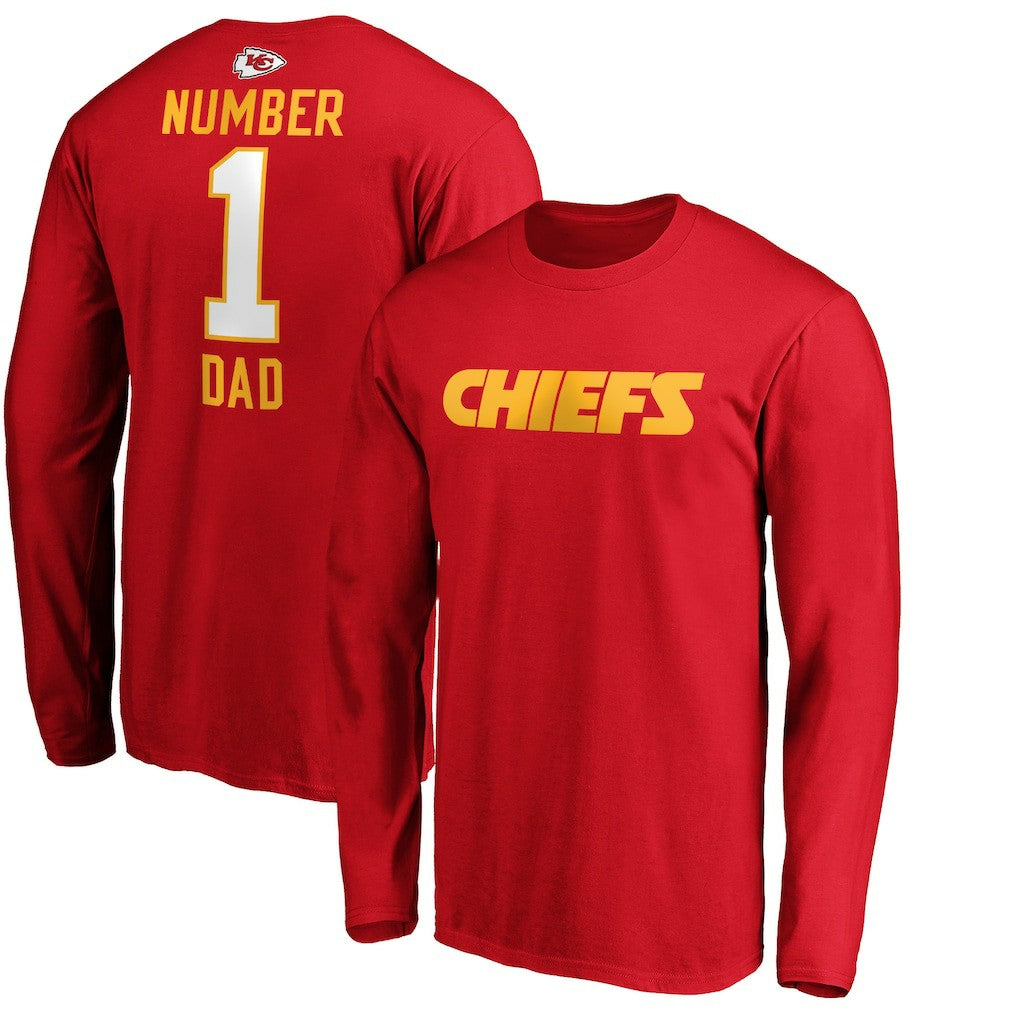 Kansas City Chiefs #1 Dad Long Sleeve Team Logo T-Shirt Red | NFL