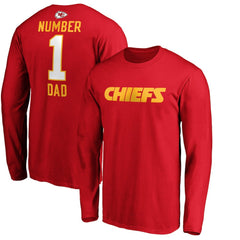 Kansas City Chiefs #1 Dad Long Sleeve Team Logo T-Shirt Red | NFL