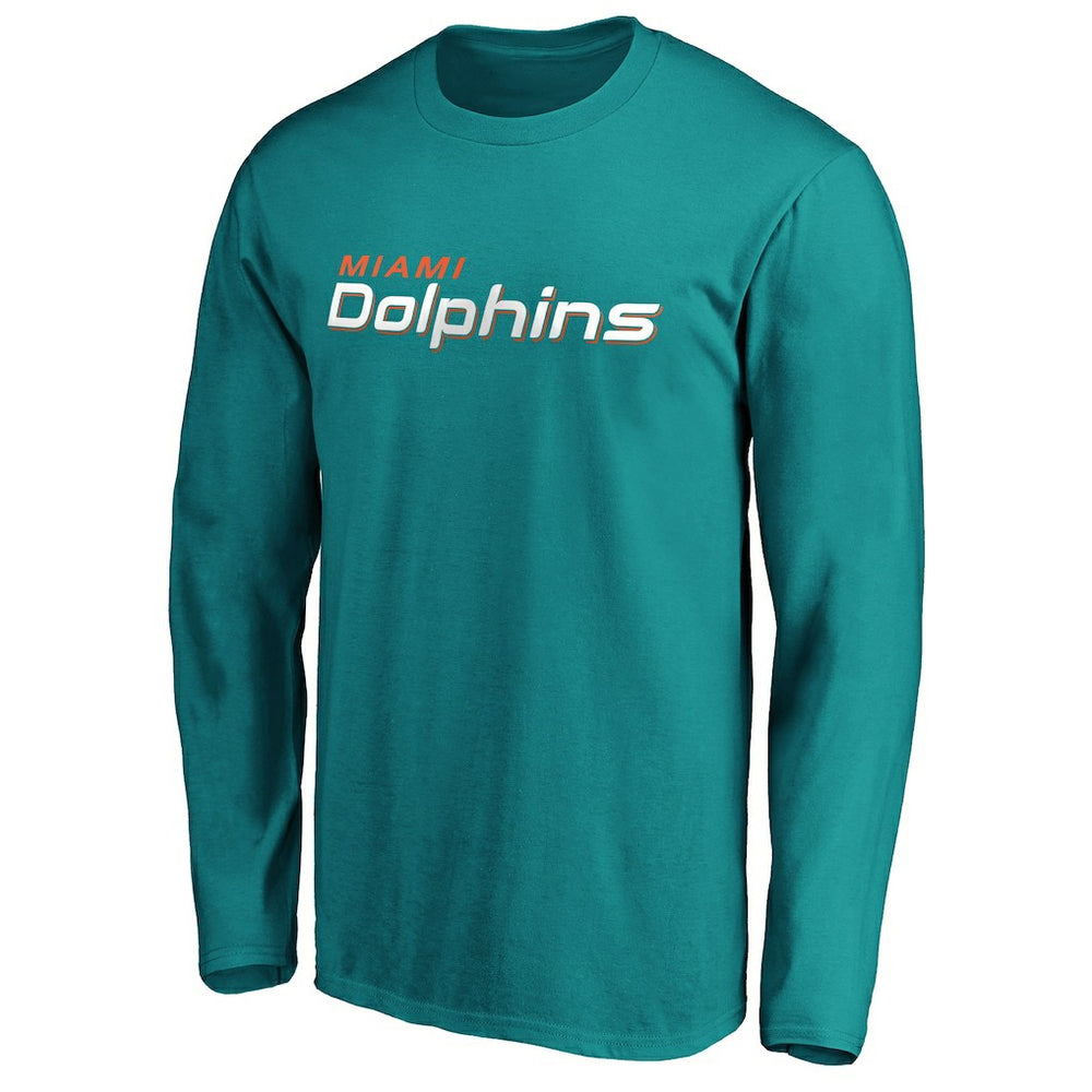 Miami Dolphins #1 Dad Long Sleeve Team Logo T-Shirt Aqua | NFL