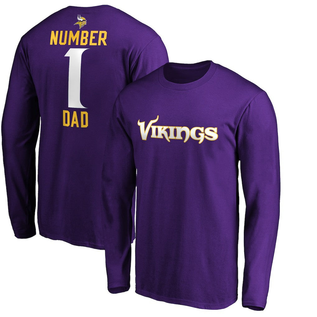 Minnesota Vikings #1 Dad Long Sleeve Team Logo T-Shirt Purple | NFL