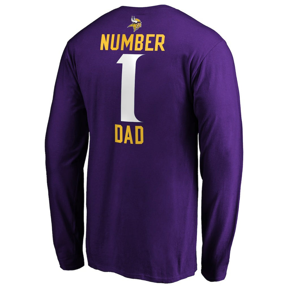 Minnesota Vikings #1 Dad Long Sleeve Team Logo T-Shirt Purple | NFL
