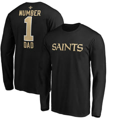 New Orleans Saints #1 Dad Long Sleeve Team Logo T-Shirt Black | NFL