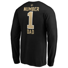 New Orleans Saints #1 Dad Long Sleeve Team Logo T-Shirt Black | NFL
