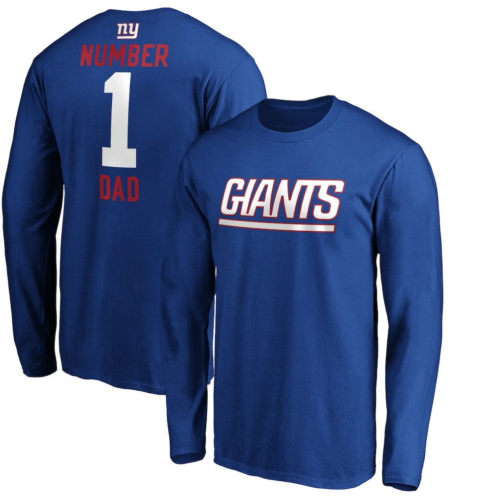 New York Giants #1 Dad Long Sleeve Team Logo T-Shirt Royal | NFL