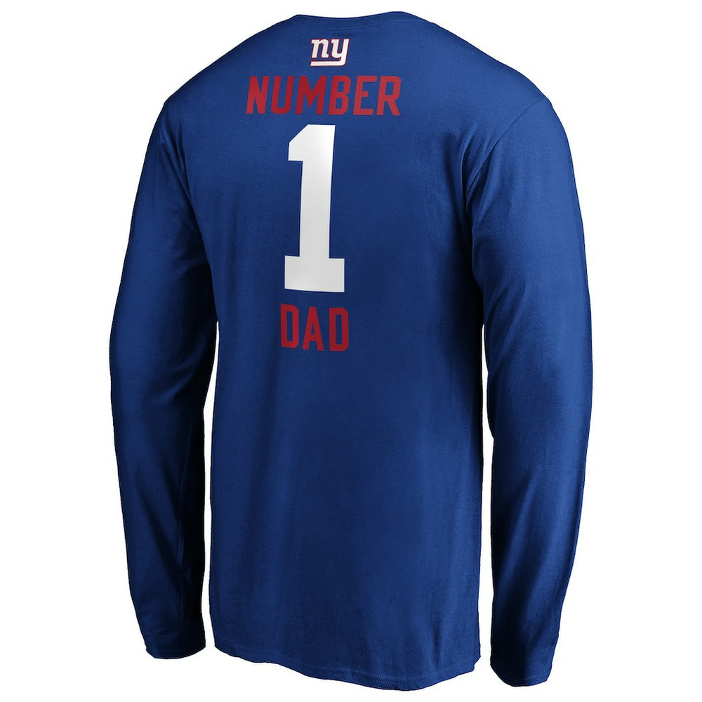 New York Giants #1 Dad Long Sleeve Team Logo T-Shirt Royal | NFL