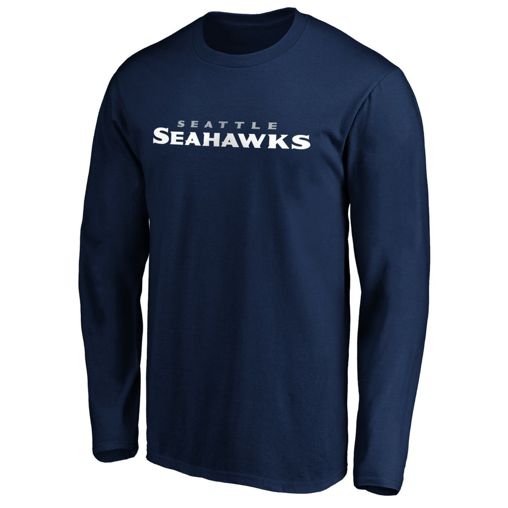 Seattle Seahawks #1 Dad Long Sleeve Team Logo T-Shirt College Navy | NFL
