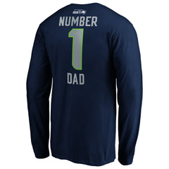 Seattle Seahawks #1 Dad Long Sleeve Team Logo T-Shirt College Navy | NFL