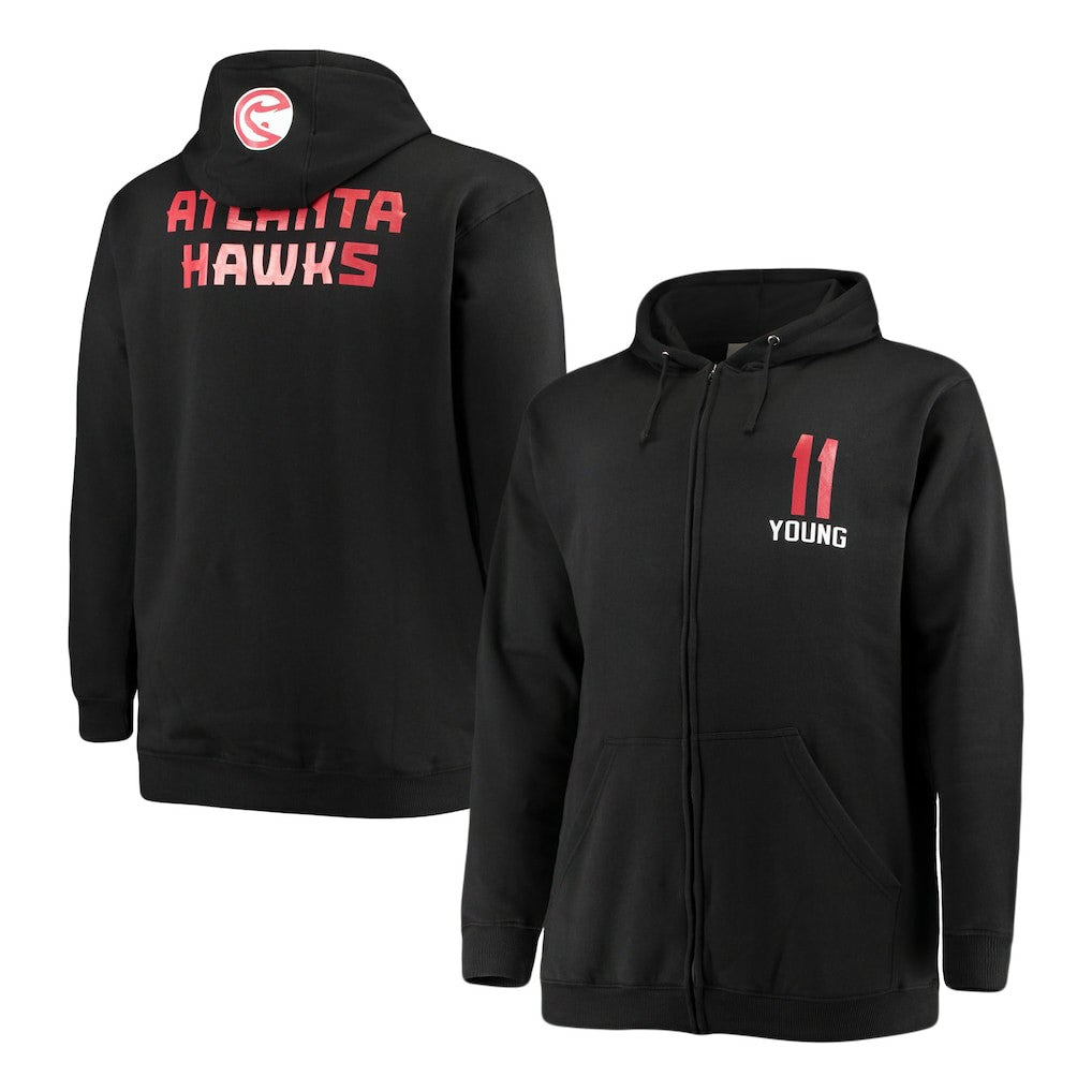 Trae Young Atlanta Hawks Big & Tall Player Name & Number Full-Zip Hoodie Jacket Black - NBA