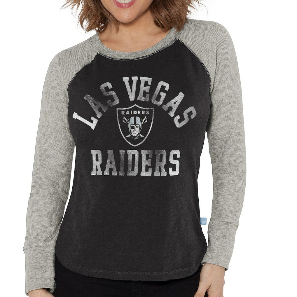 Las Vegas Raiders Touch Women's Waffle Raglan Lightweight Long Sleeve T-Shirt Black | NFL