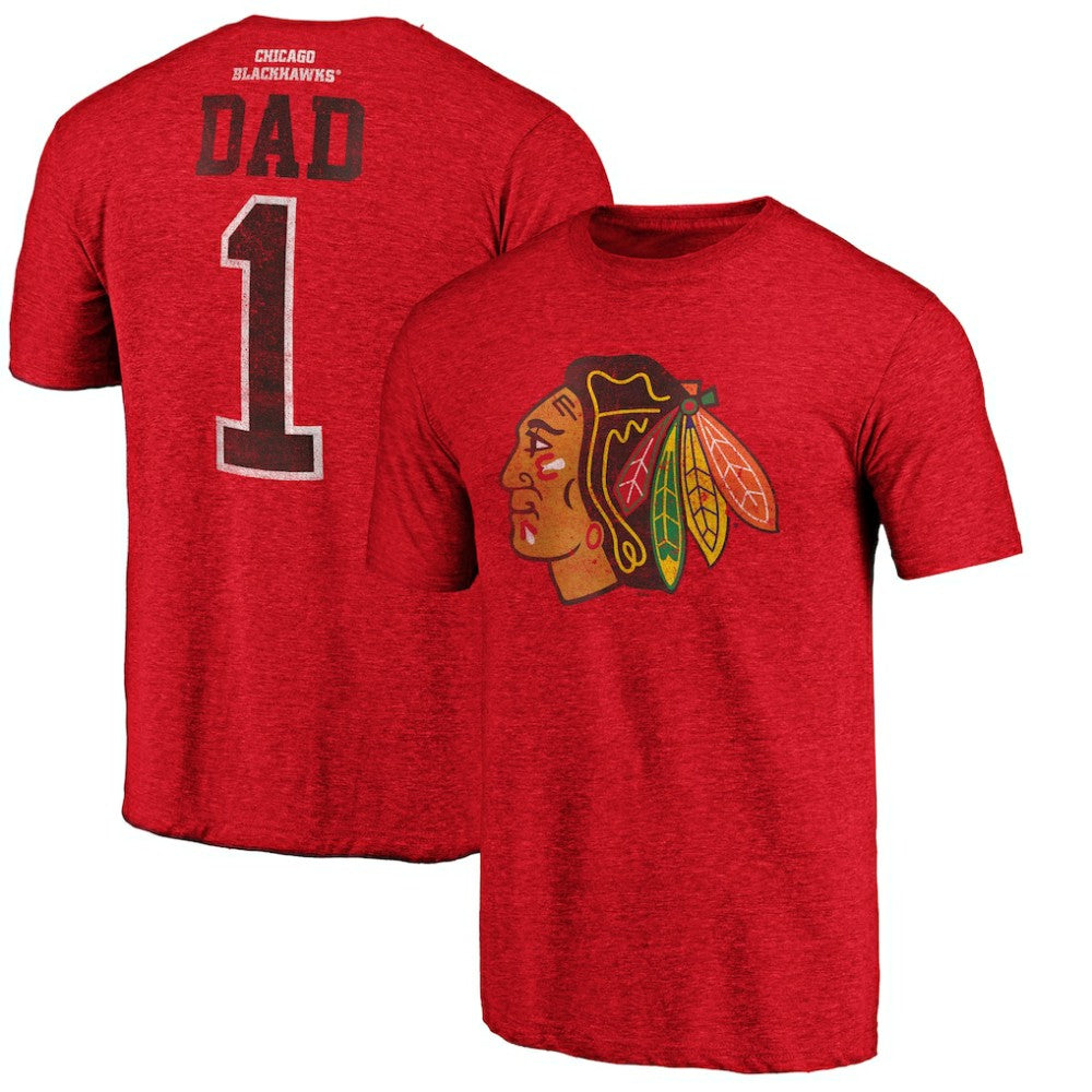Chicago Blackhawks Greatest Dad Tri-Blend T-Shirt - Red - NHL