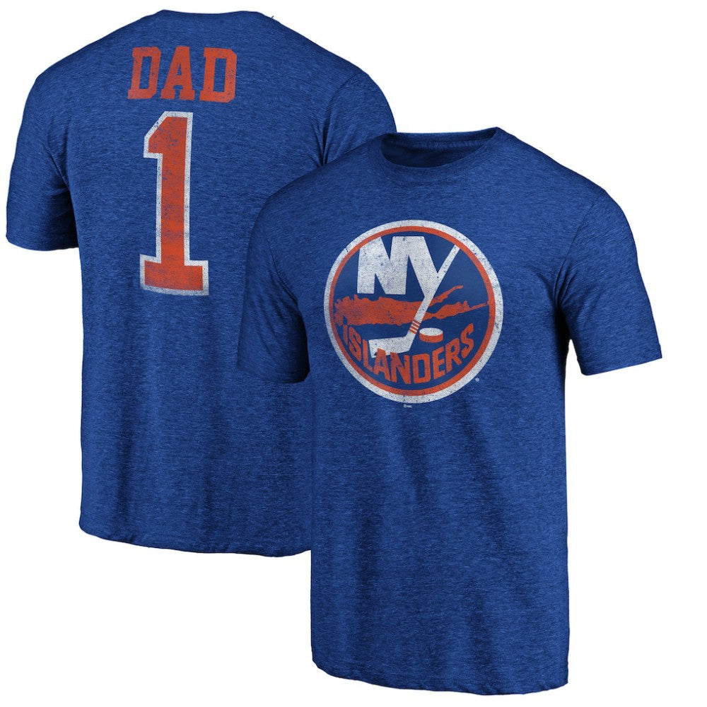New York Islanders Greatest Dad Tri-Blend T-Shirt - Royal - NHL