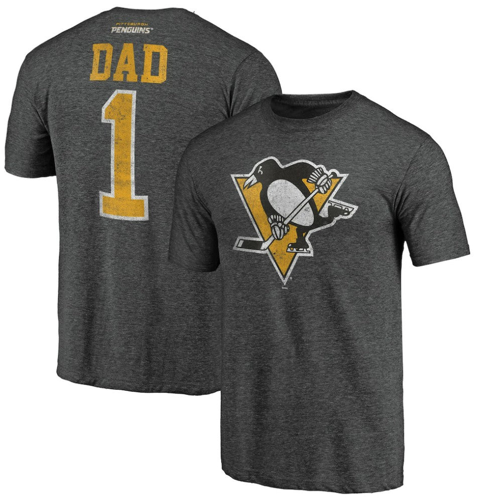Pittsburgh Penguins Greatest Dad Tri-Blend T-Shirt - Charcoal - NHL